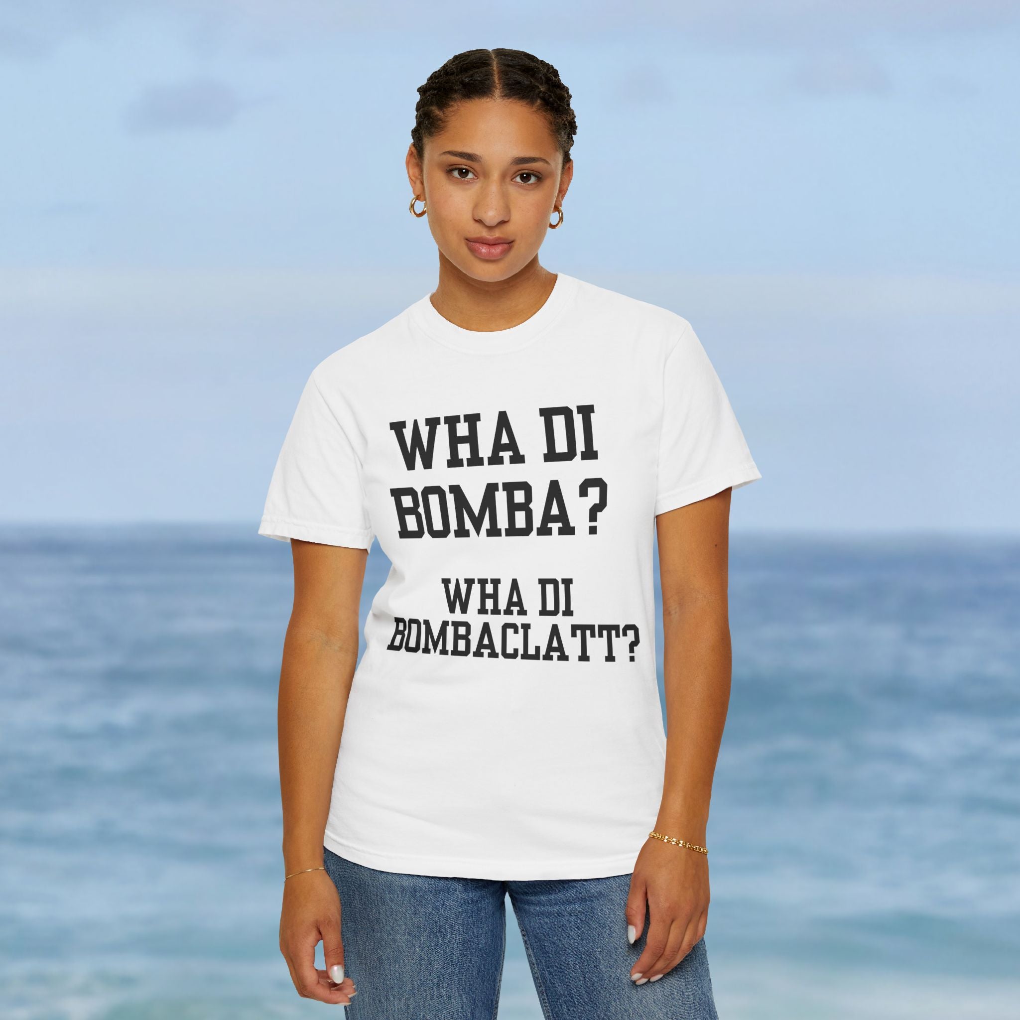 Funny Caribbean Unisex Wha Di Bombaclatt? Shirt, Rob 49 WTHELLY Lyrics, Trending Phrase Shirt, Vacation Tee - Irie Blues Boutique