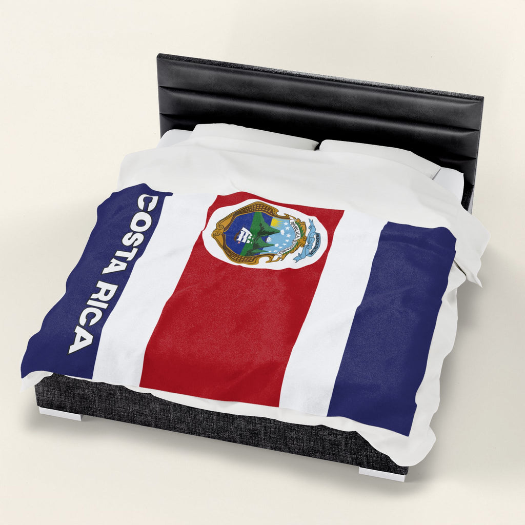 Costa Rica Flag Velveteen Plush Blanket - Irie Blues Boutique