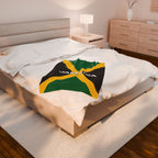 Jamaica Flag Velveteen Plush Blanket - Irie Blues Boutique