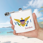 US Virgin Islands Flag Custom Name Flask - Irie Blues Boutique