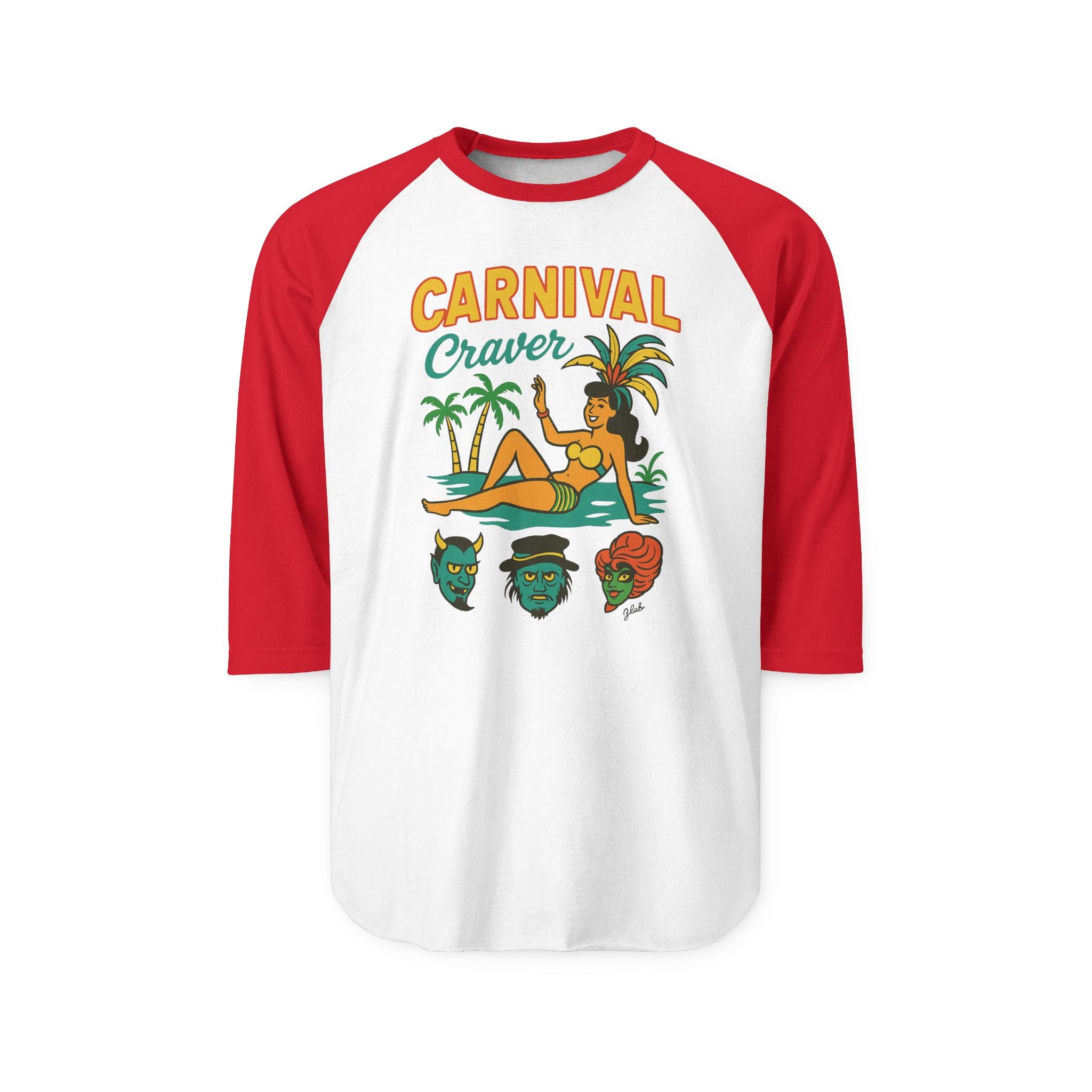 Carnival Craver Unisex Three-Quarter Sleeve Raglan Shirt - Irie Blues Boutique
