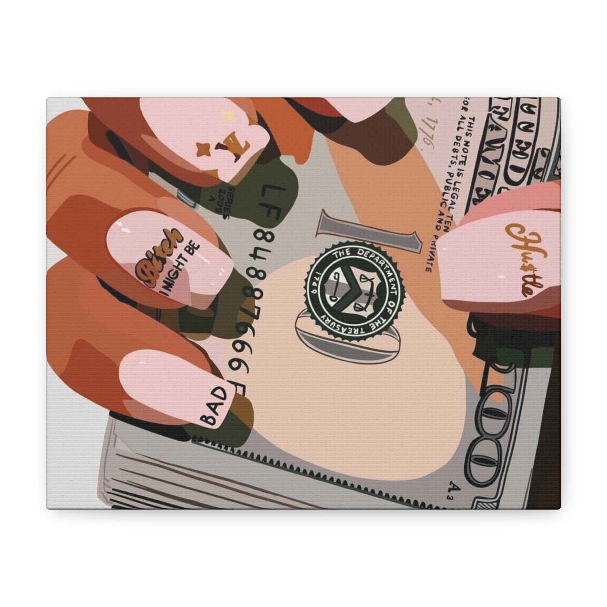 Nails & Money Chic Money Canvas Wall Art, Currency Home Decor, Motivational Wall Decor, Gift for Her, Trendy Room Decoration - Irie Blues Boutique