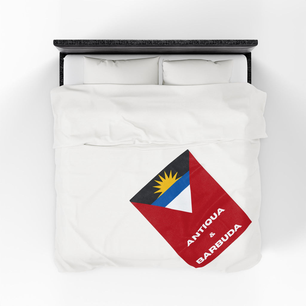 Antigua Barbuda Flag Velveteen Plush Blanket - Irie Blues Boutique