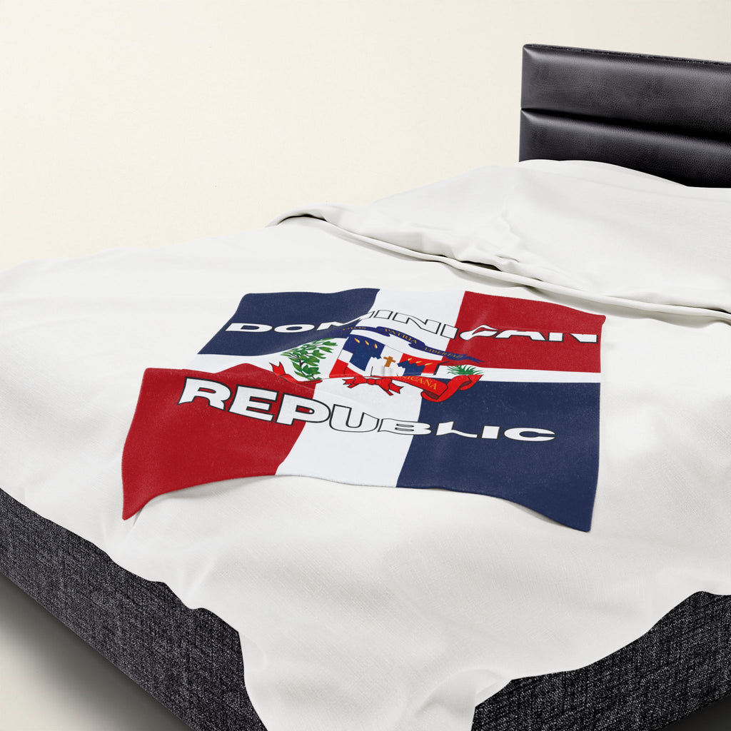 Dominican Republic Flag Velveteen Plush Blanket - Irie Blues Boutique