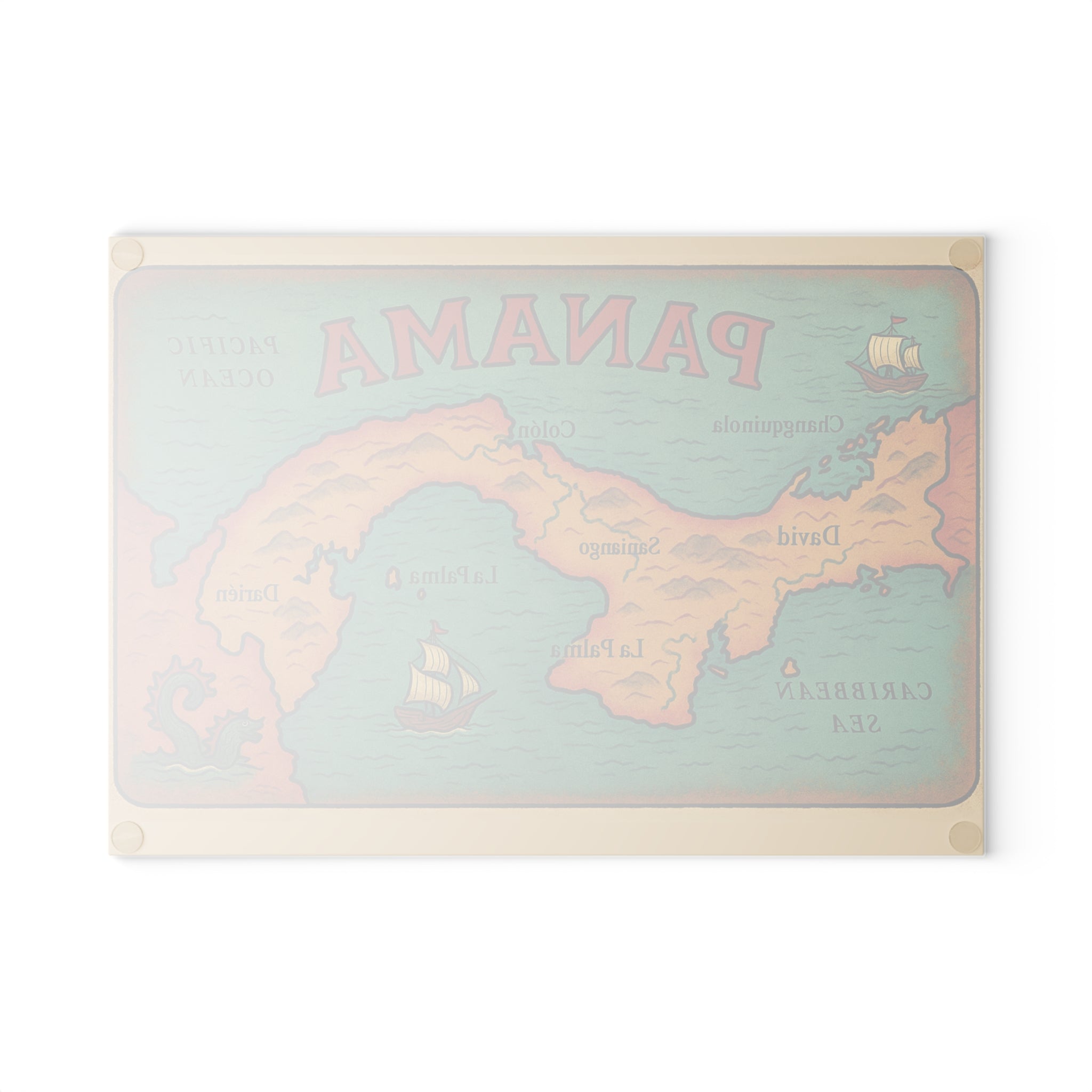 Vintage Panama Map Glass Cutting Board - Irie Blues Boutique