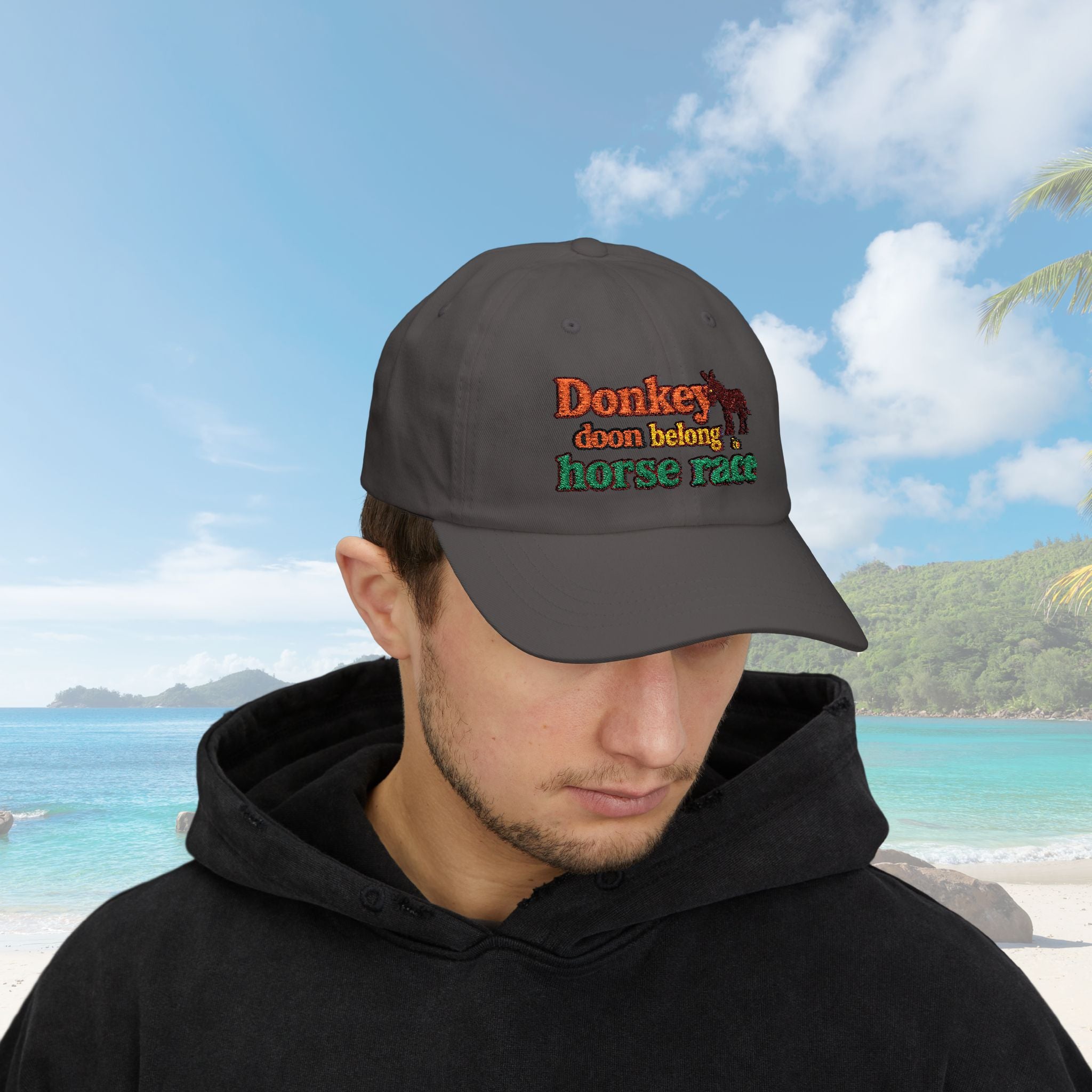 Donkey Doon belong in Horse Race, Beach Hat, Baseball Cap, Gift for Dad, Vacation Accessory - Irie Blues Boutique