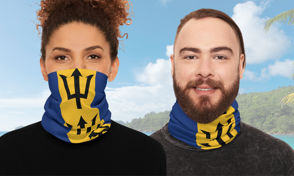 Barbados Flag Carnival Mask Neck Gaiter - Irie Blues Boutique