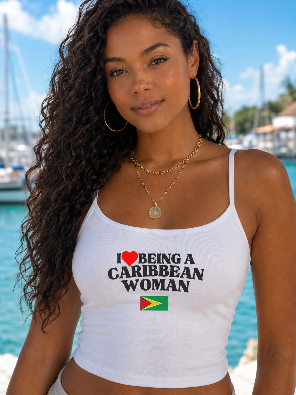 I Love Being A Caribbean Woman Pride Crop Spaghetti Strap