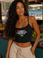 I Love Being A Caribbean Woman Pride Crop Spaghetti Strap
