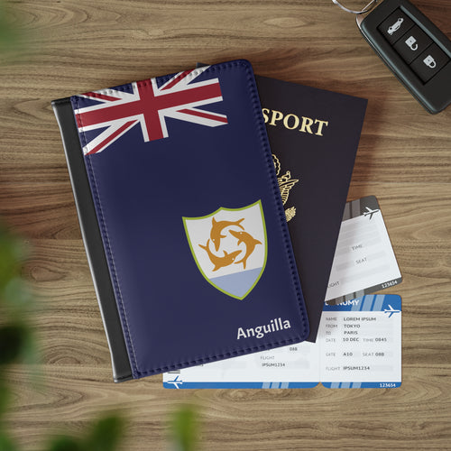 Anguilla Flag Leather Passport Cover