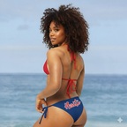 Haiti Flag All Over Print Recycled String Bikini - Irie Blues Boutique