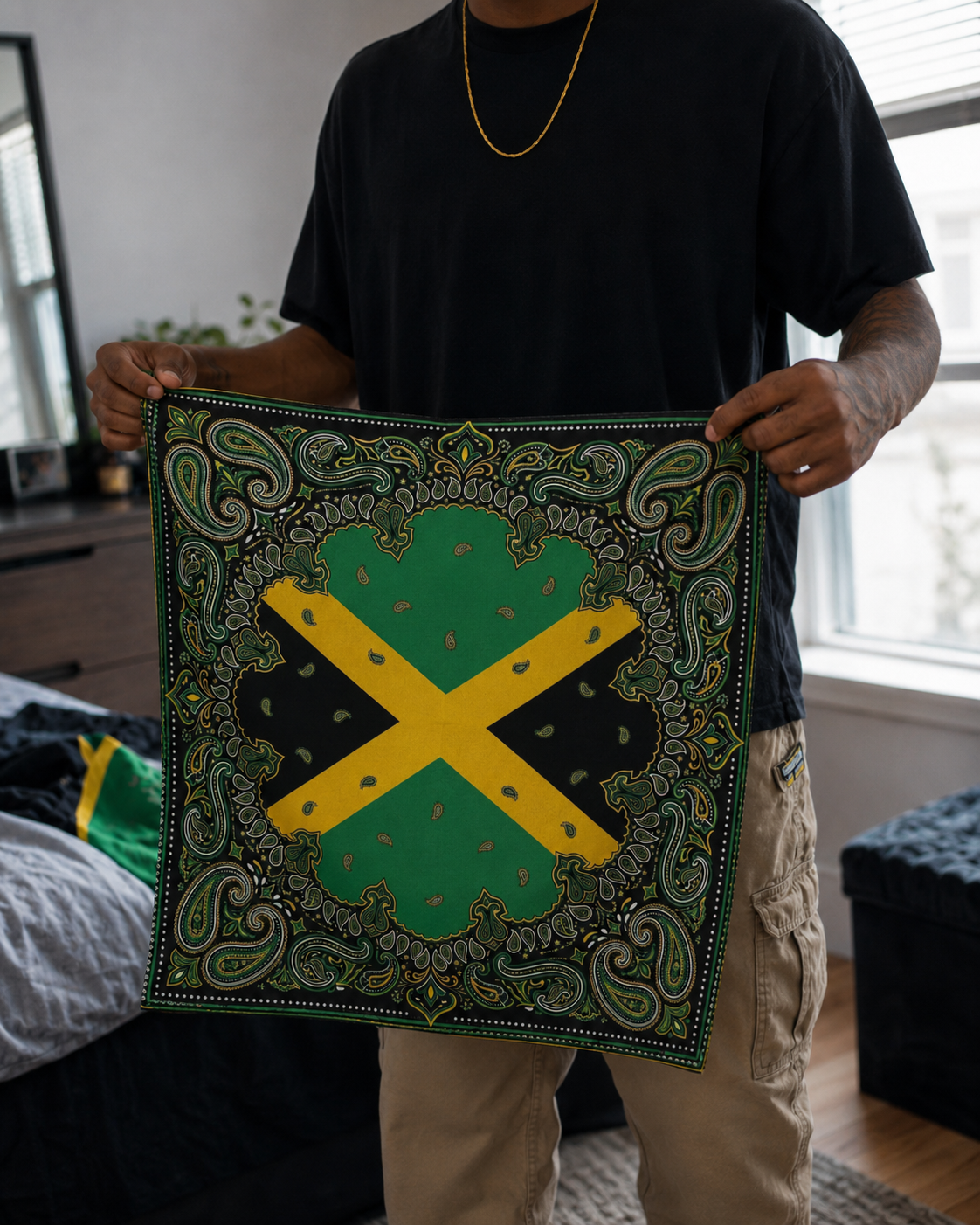 Jamaica Flag Paisley Print All-over print bandana
