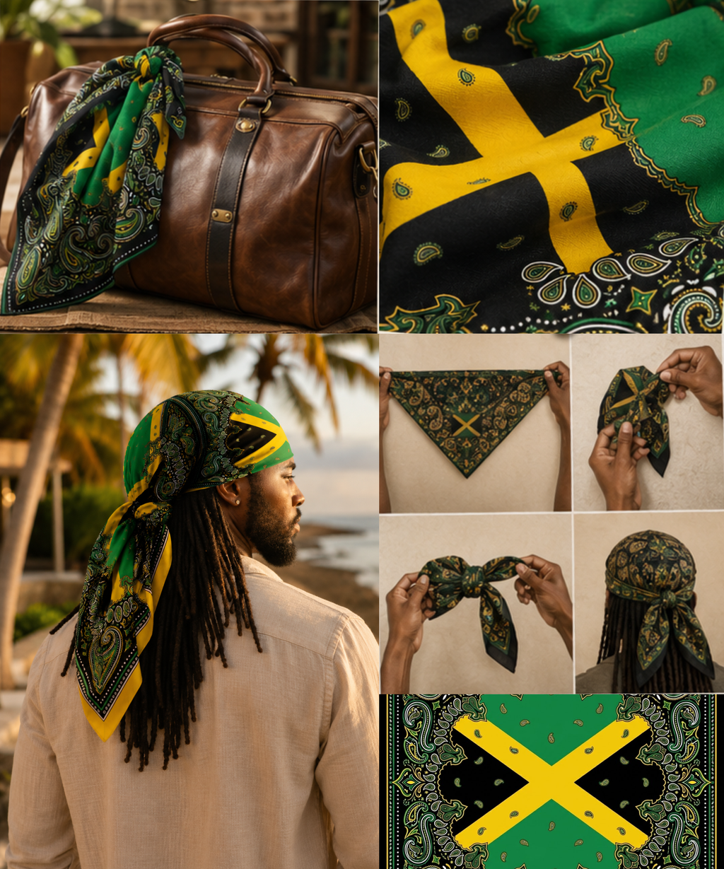 Jamaica Flag Paisley Print All-over print bandana