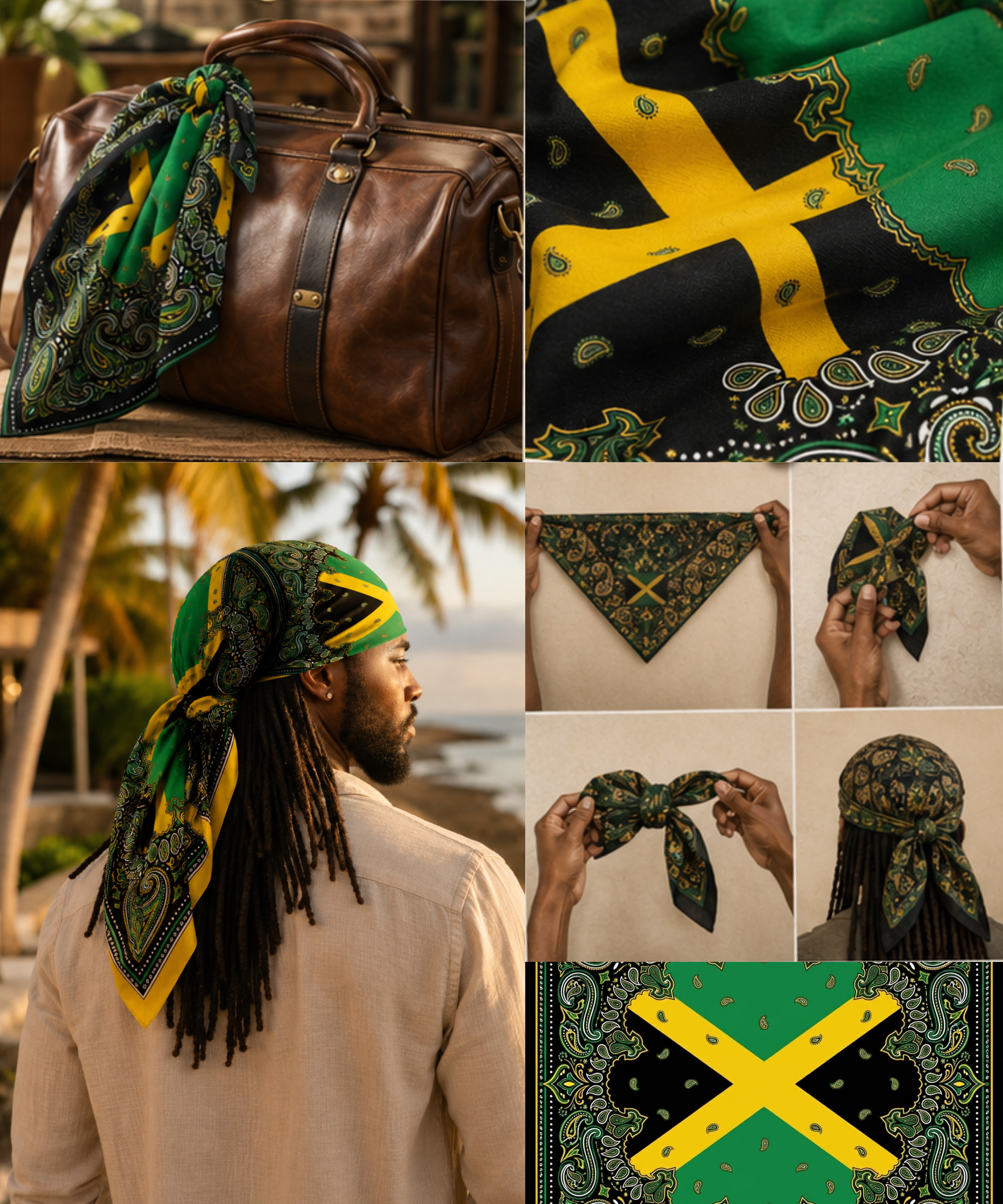 Jamaica Flag Paisley Print All-over print bandana