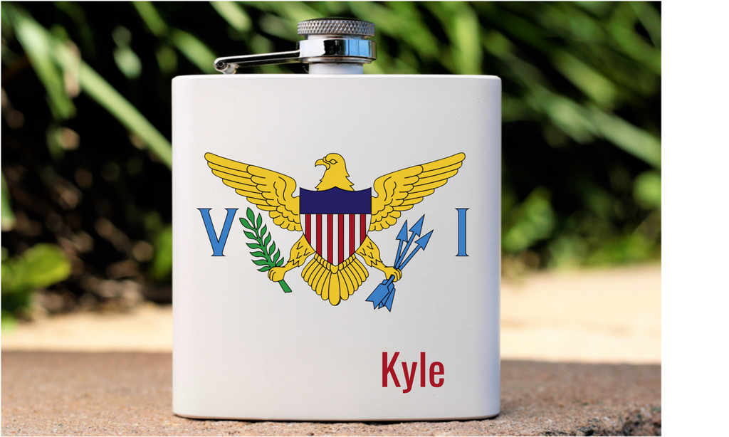 US Virgin Islands Flag Custom Name Flask - Irie Blues Boutique