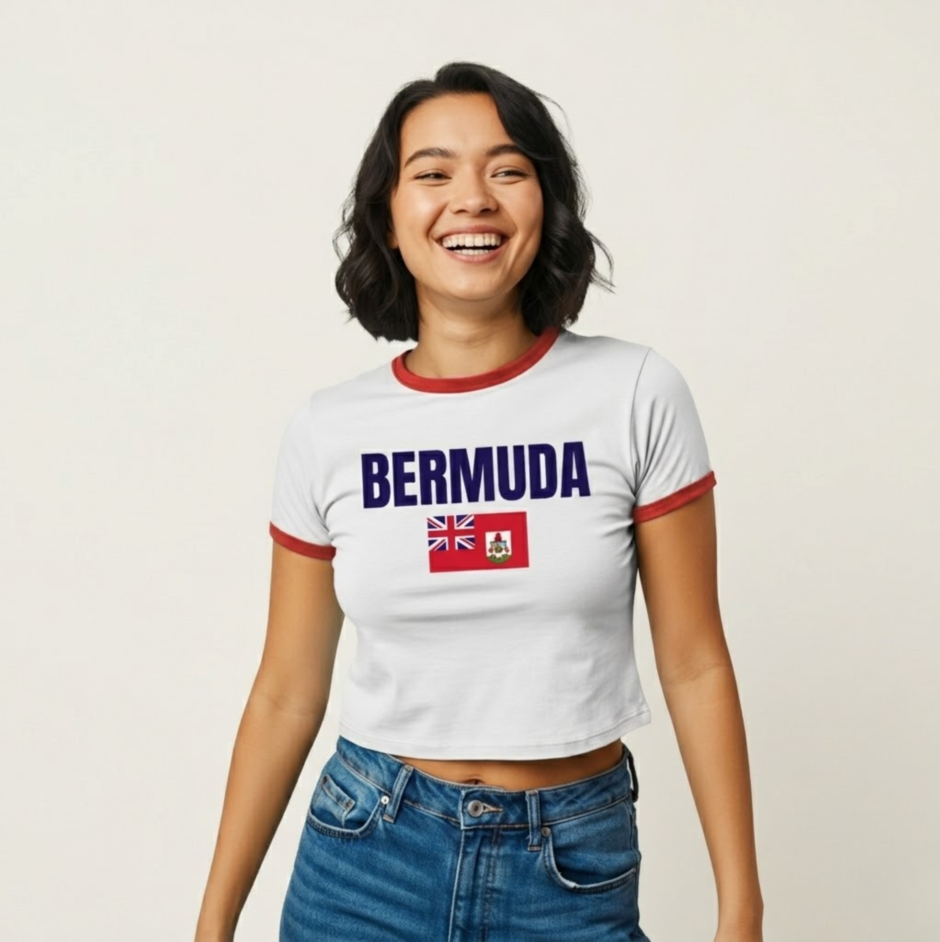 Bermuda Flag Cropped Ringer Tee - Irie Blues Boutique