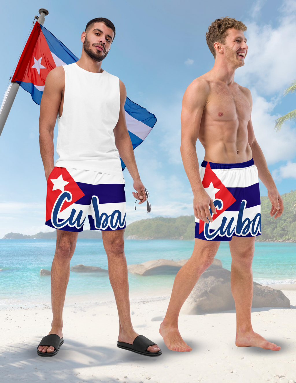 Cuba Flag Recycled Swim Trunks - Irie Blues Boutique