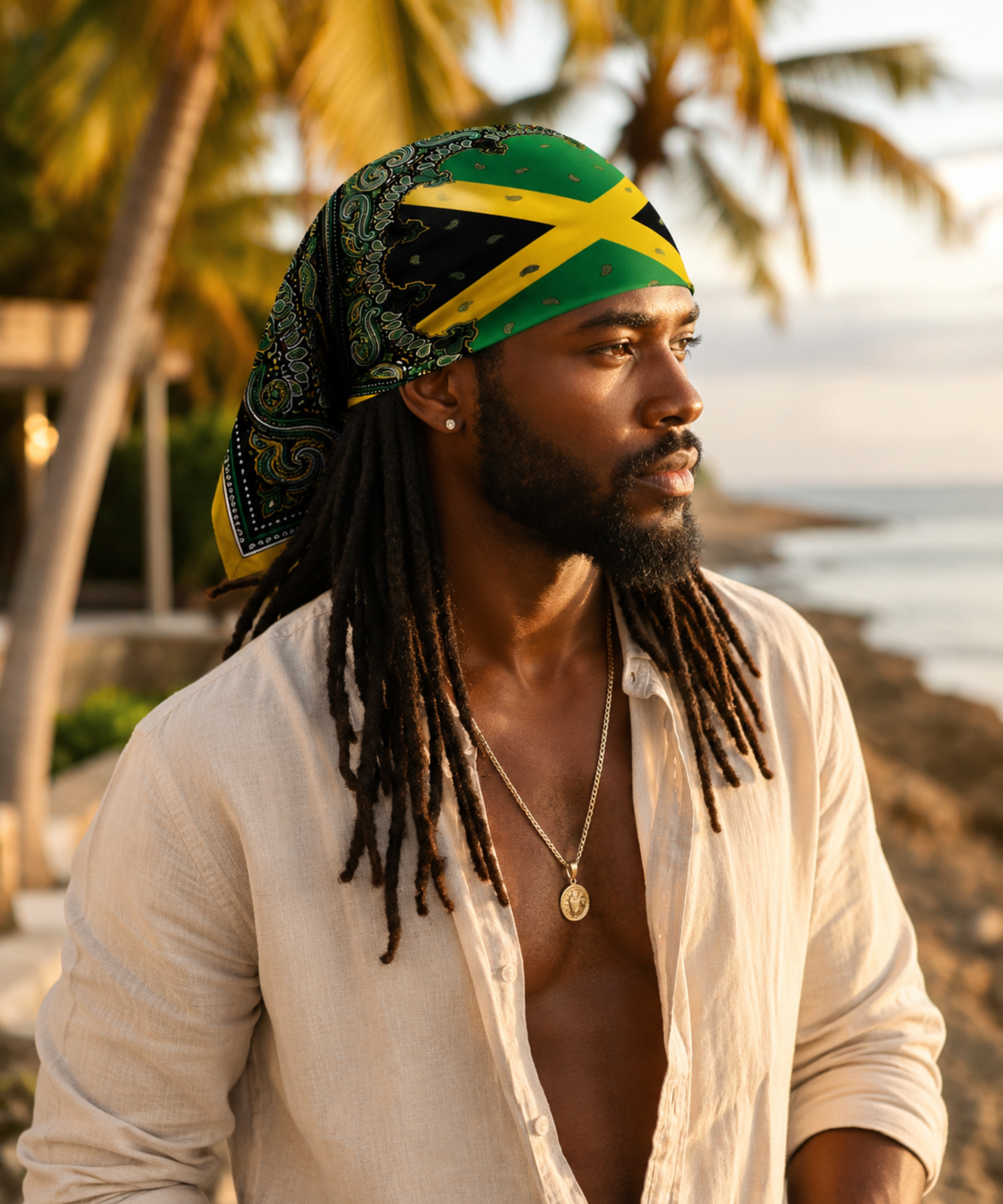 Jamaica Flag Paisley Print All-over print bandana