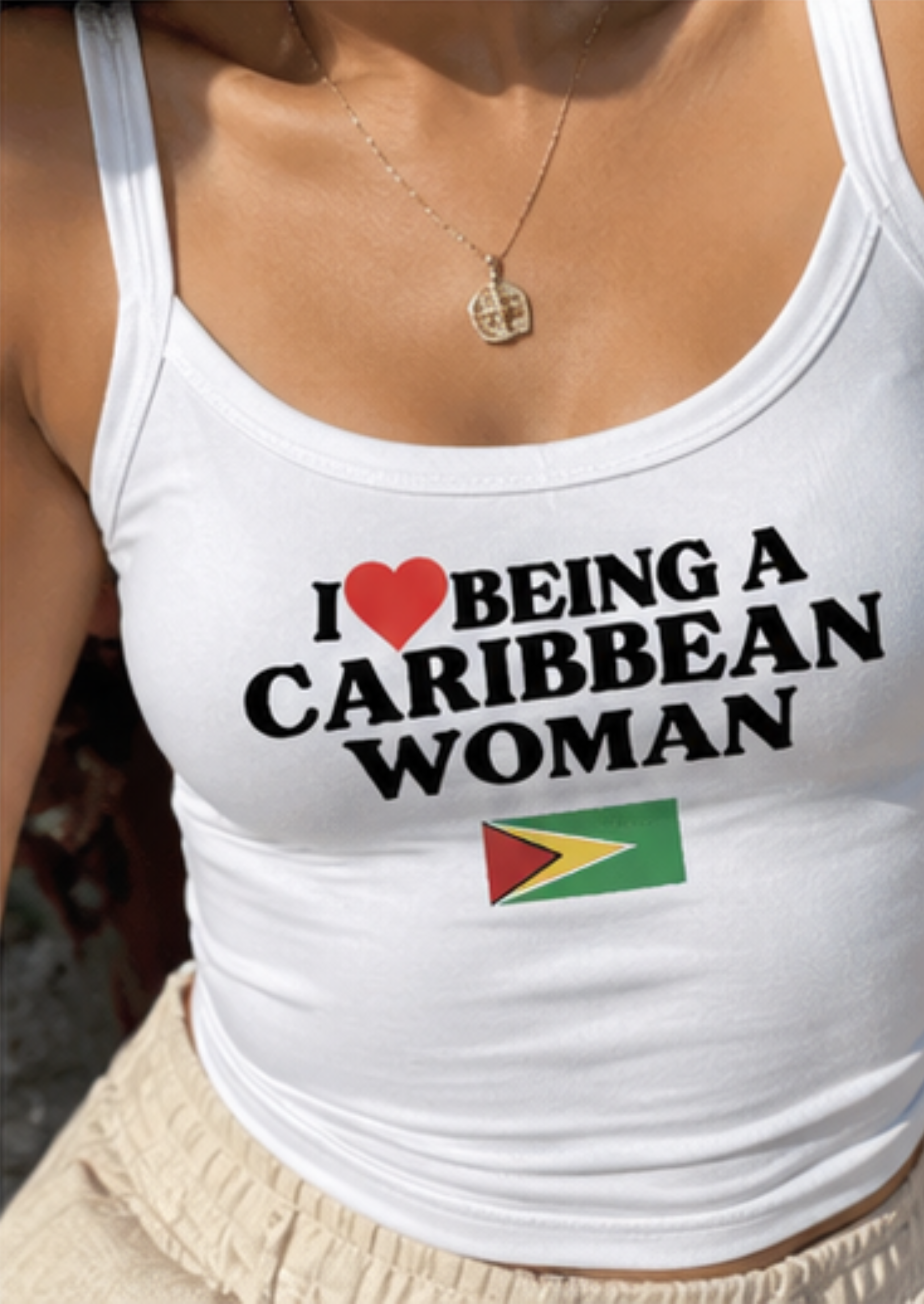I Love Being A Caribbean Woman Pride Crop Spaghetti Strap