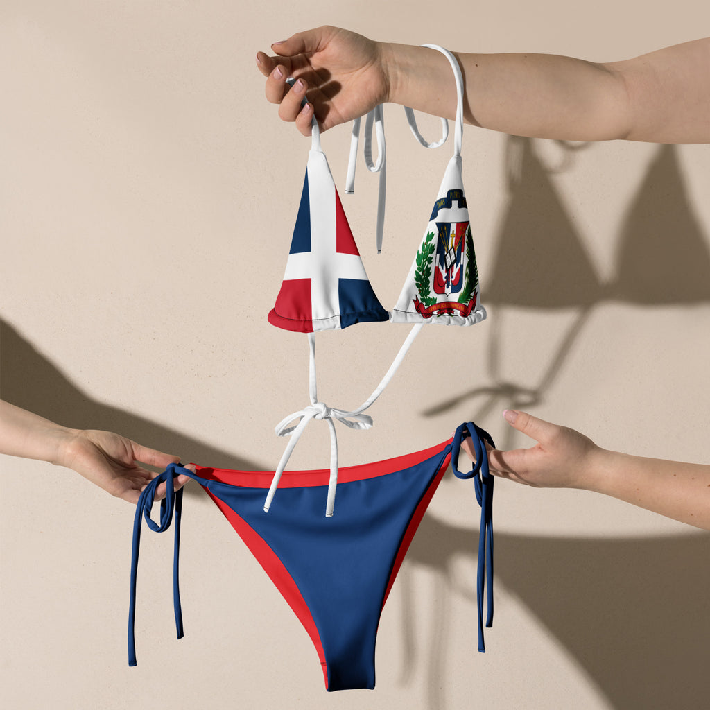 Dominican Republic Flag All Over Print Recycled String Bikini - Irie Blues Boutique