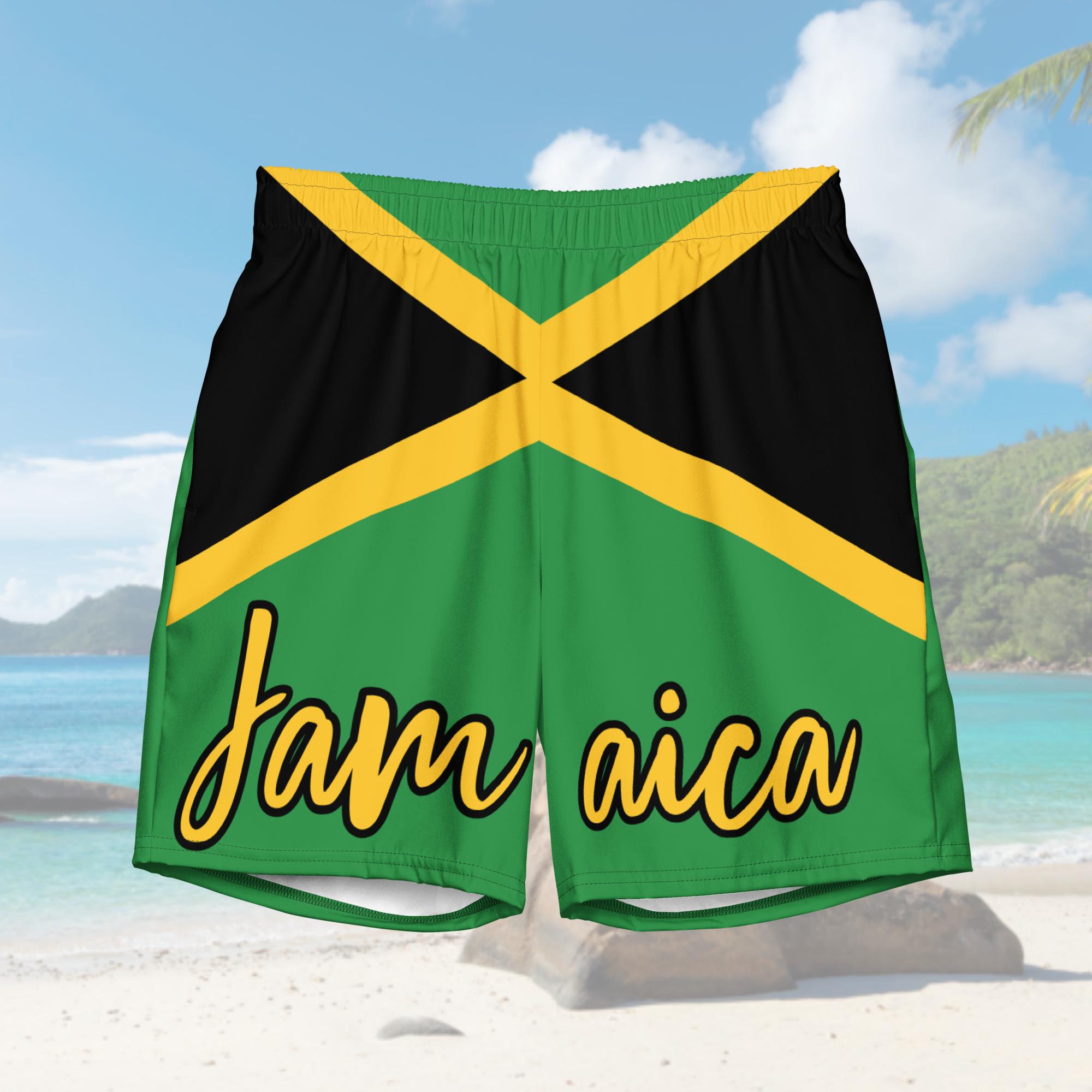 Jamaica Flag All Over Print Recycled Swim Trunks - Irie Blues Boutique