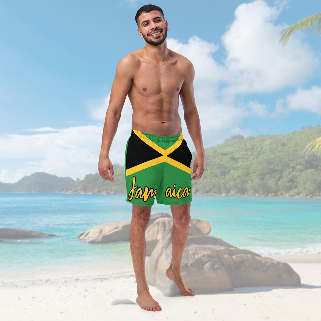 Jamaica Flag All Over Print Recycled Swim Trunks - Irie Blues Boutique