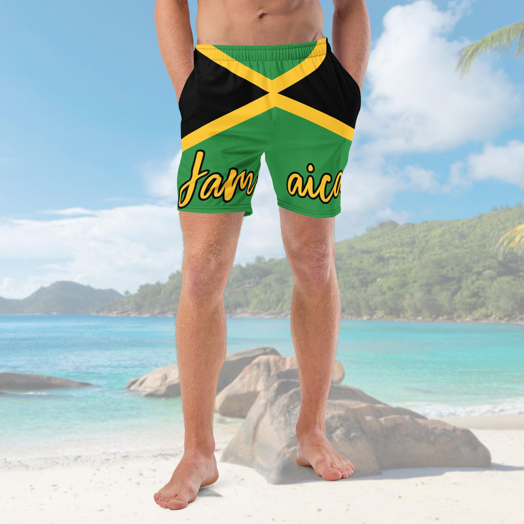 Jamaica Flag All Over Print Recycled Swim Trunks - Irie Blues Boutique