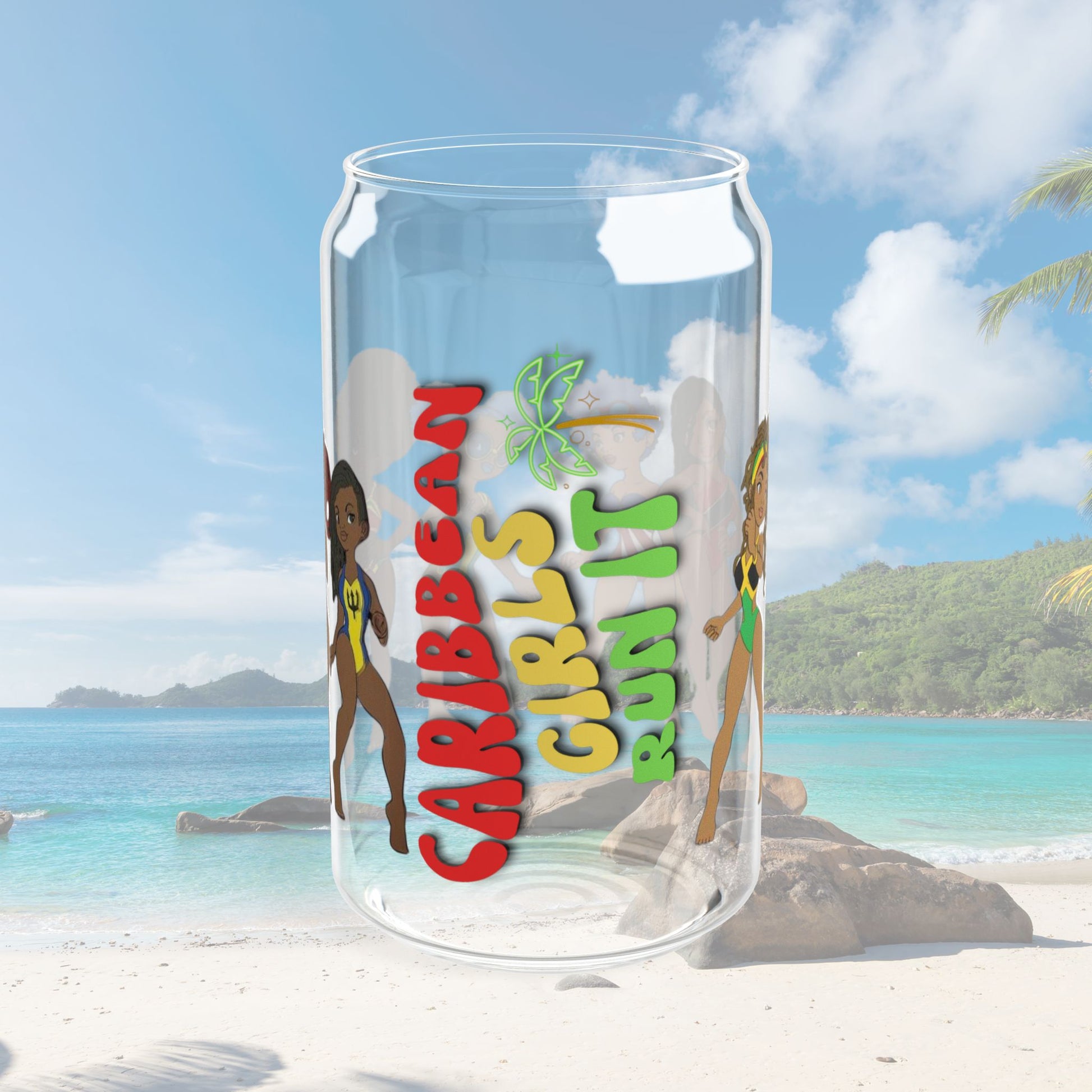 Caribbean Girls Run It 16oz Sipper Glass - Irie Blues Boutique
