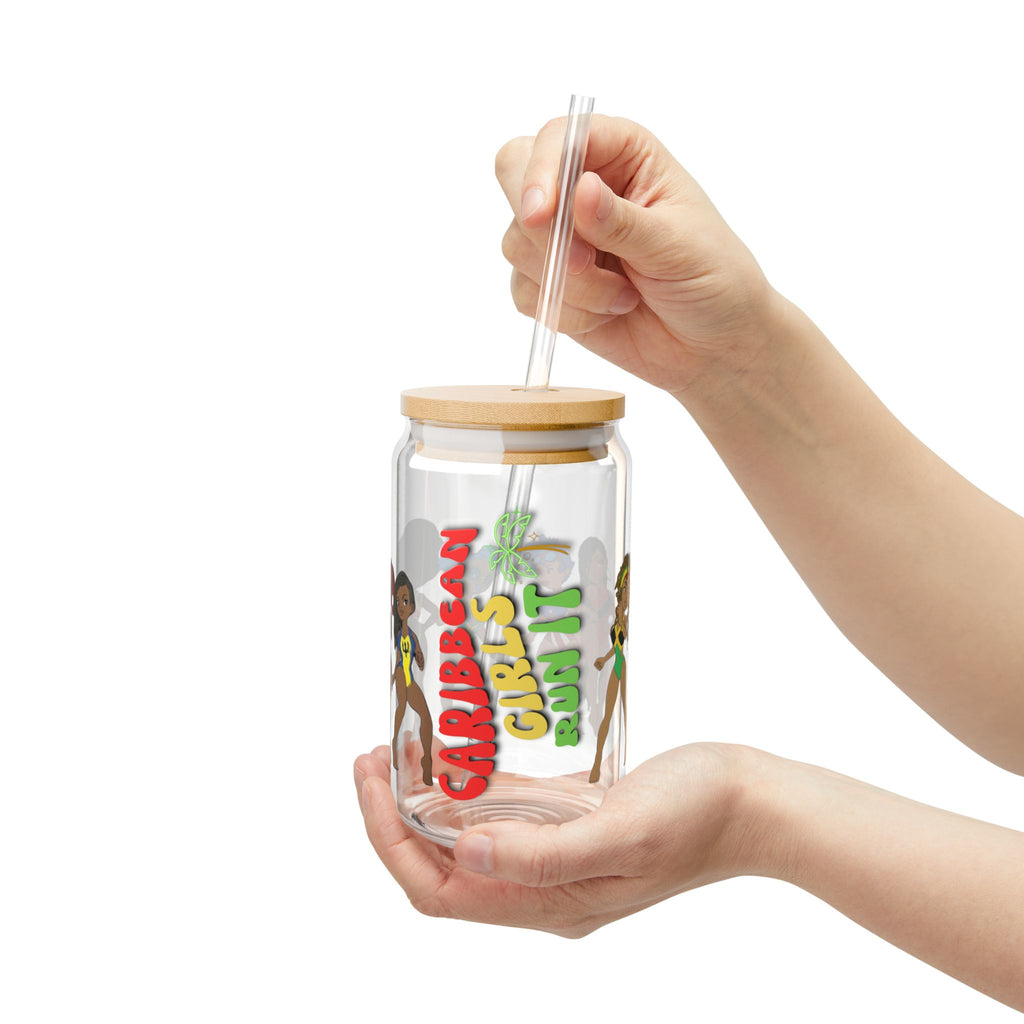 Caribbean Girls Run It 16oz Sipper Glass - Irie Blues Boutique