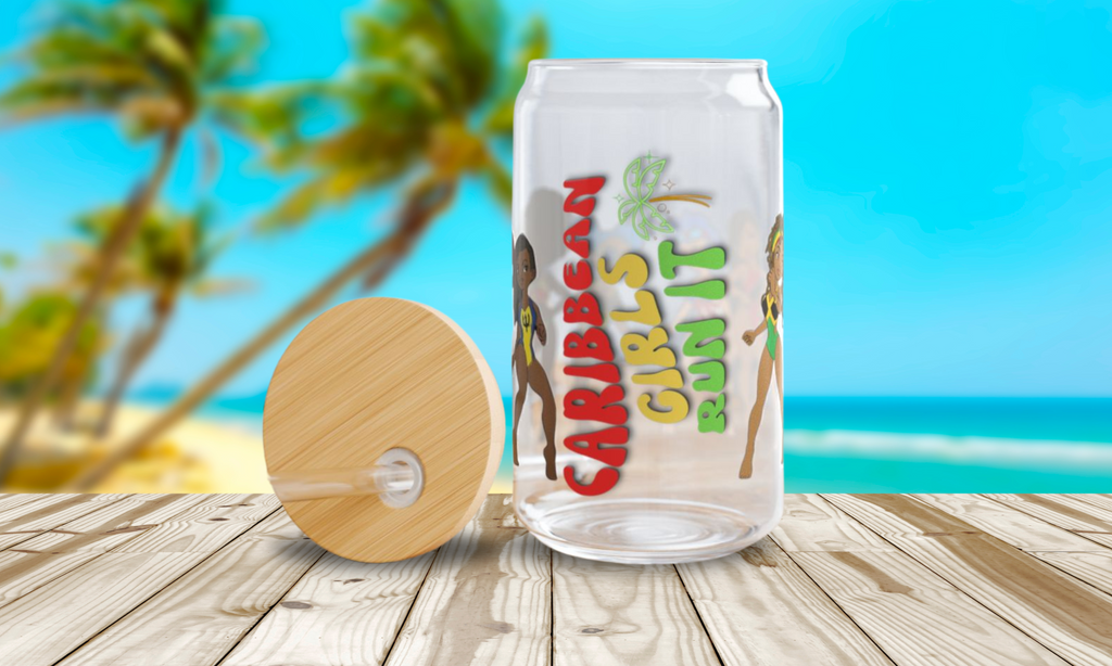 Caribbean Girls Run It 16oz Sipper Glass - Irie Blues Boutique