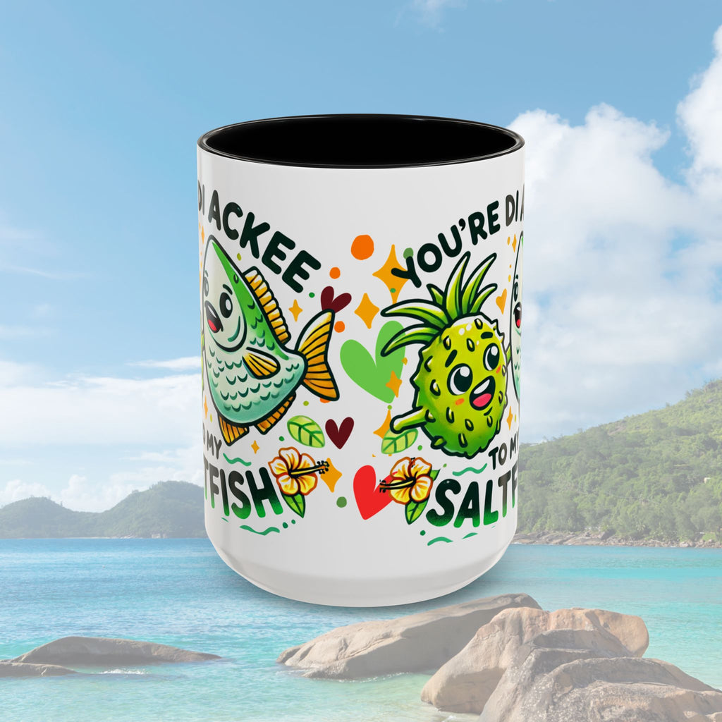 Coffee Mug with Ackee and Saltfish Cartoon - Irie Blues Boutique
