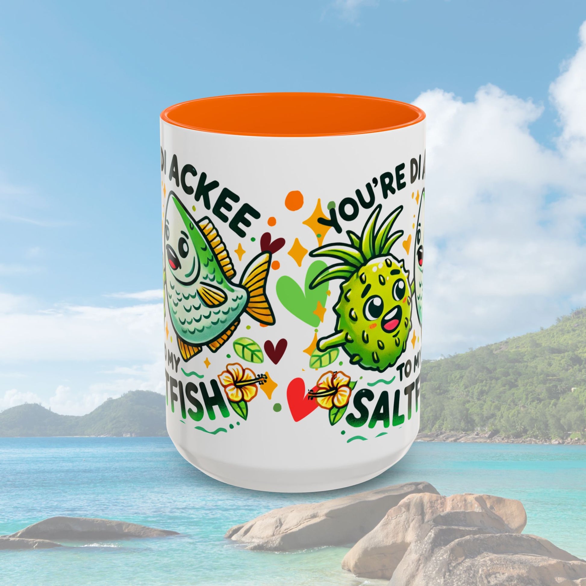 Coffee Mug with Ackee and Saltfish Cartoon - Irie Blues Boutique