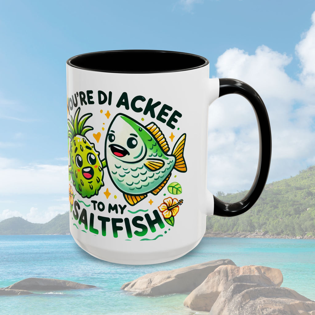 Coffee Mug with Ackee and Saltfish Cartoon - Irie Blues Boutique