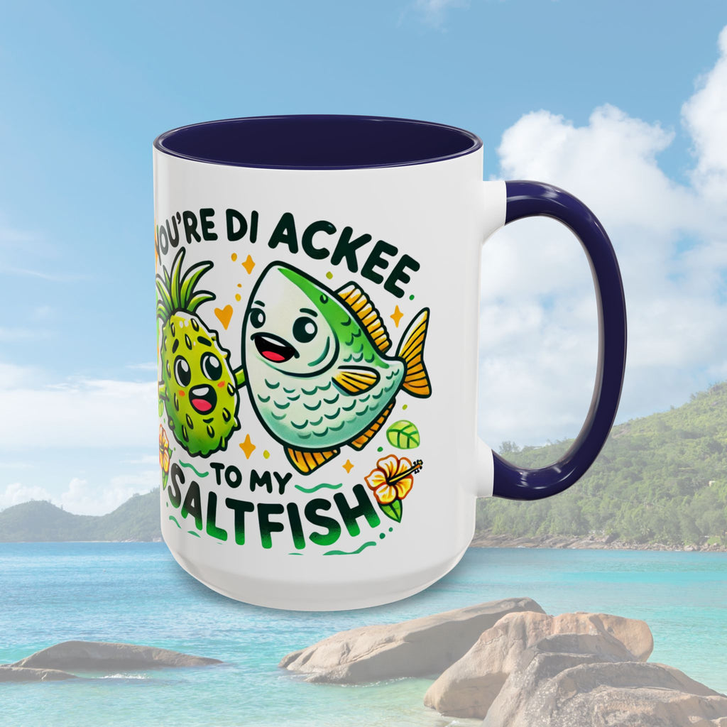 Coffee Mug with Ackee and Saltfish Cartoon - Irie Blues Boutique