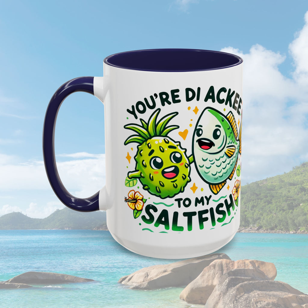 Coffee Mug with Ackee and Saltfish Cartoon - Irie Blues Boutique