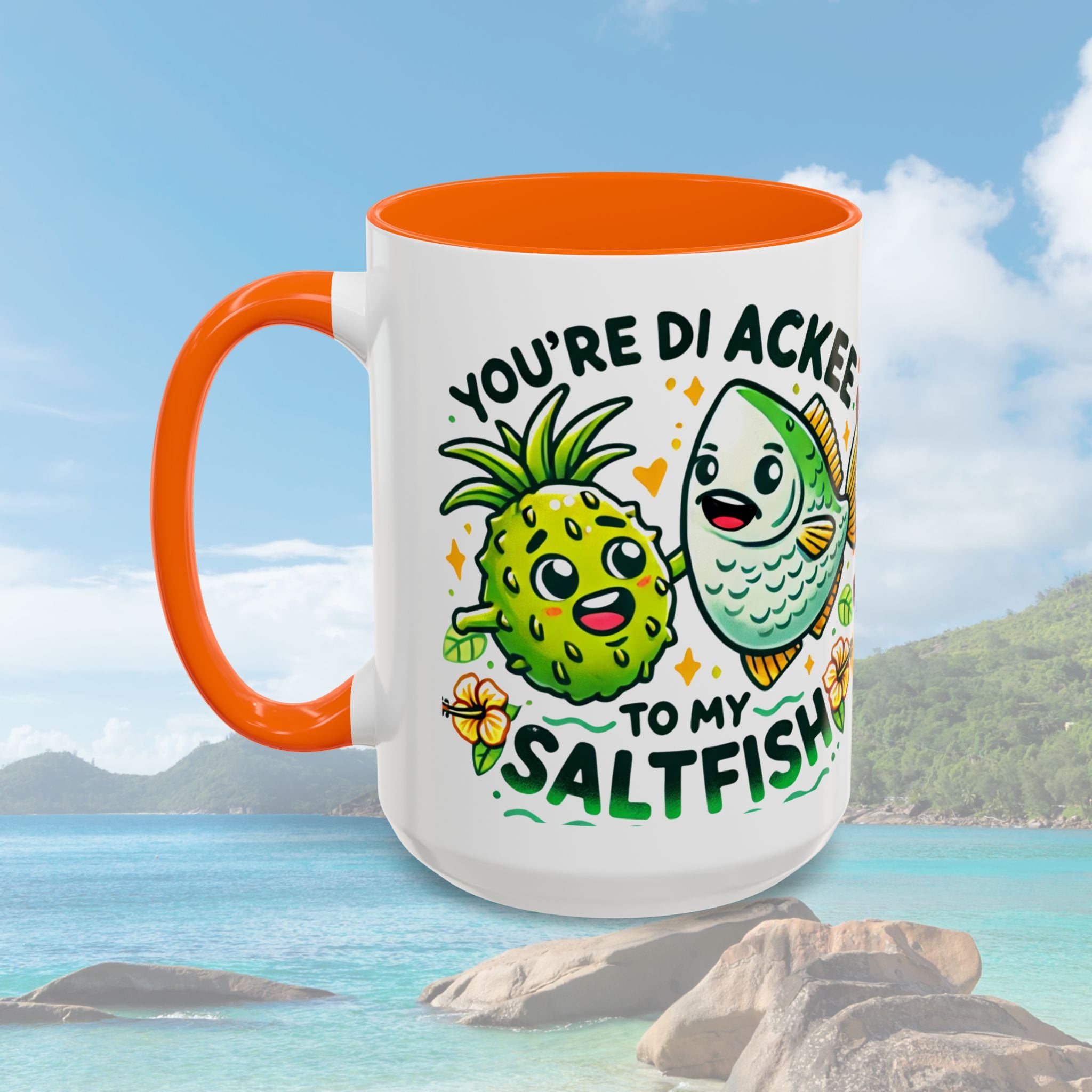 Coffee Mug with Ackee and Saltfish Cartoon - Irie Blues Boutique