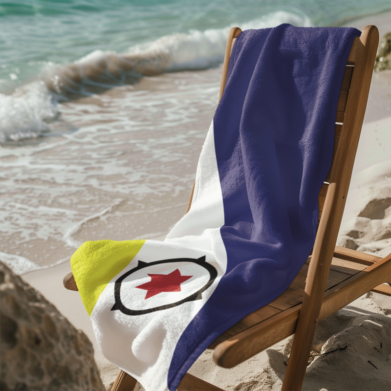 Bonaire Flag Beach Towel, Caribbean Flag Beach Towel, Travel Beach Towel, Vacation Towel, Island Flag Beach Blanket, - Irie Blues Boutique