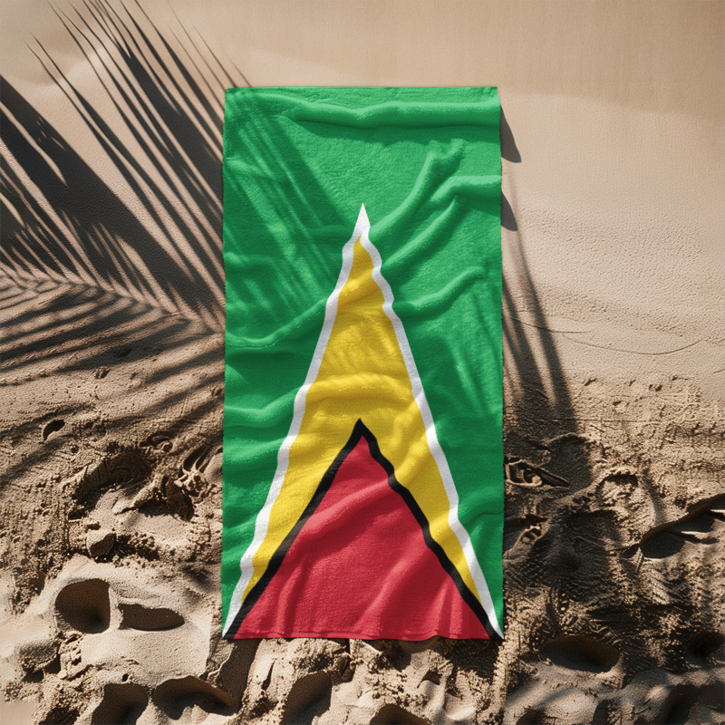 Guyana Flag Beach Towel, Caribbean Flag Beach Towel, Travel Beach Towel, Vacation Towel, Island Flag Beach Blanket, - Irie Blues Boutique