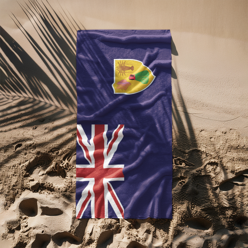 Turks & Caicos Flag Beach Towel, Caribbean Flag Beach Towel, Travel Beach Towel, Vacation Towel, Island Flag Beach Blanket, - Irie Blues Boutique
