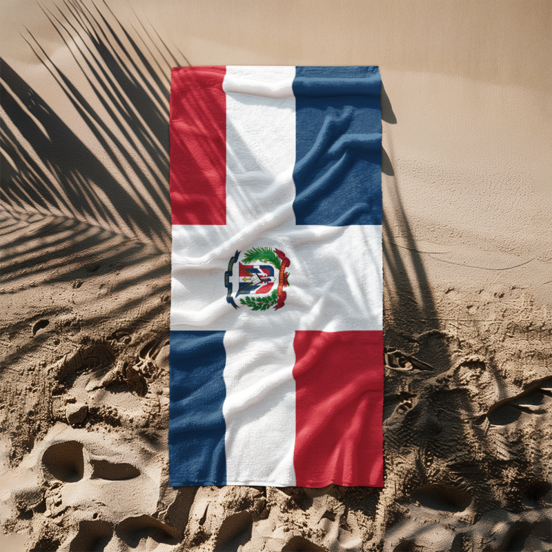 Dominican Republic Flag Beach Towel, Caribbean Flag Beach Towel, Travel Beach Towel, Vacation Towel, Island Flag Beach Blanket, - Irie Blues Boutique
