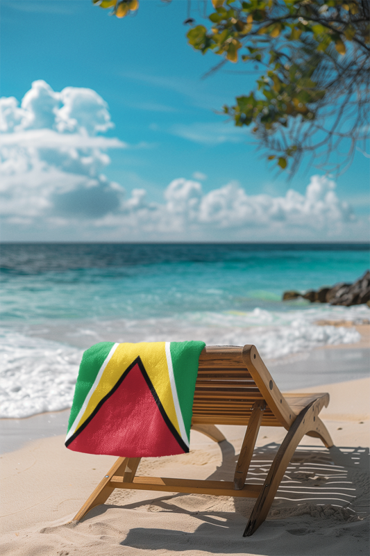 Guyana Flag Beach Towel, Caribbean Flag Beach Towel, Travel Beach Towel, Vacation Towel, Island Flag Beach Blanket, - Irie Blues Boutique