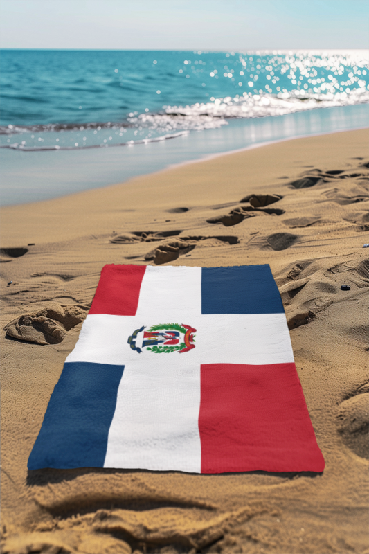 Dominican Republic Flag Beach Towel, Caribbean Flag Beach Towel, Travel Beach Towel, Vacation Towel, Island Flag Beach Blanket, - Irie Blues Boutique