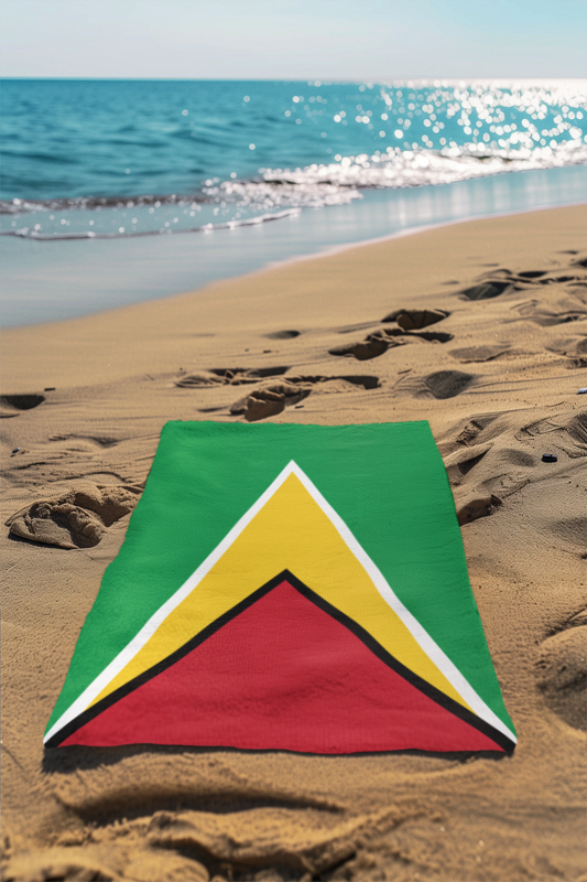 Guyana Flag Beach Towel, Caribbean Flag Beach Towel, Travel Beach Towel, Vacation Towel, Island Flag Beach Blanket, - Irie Blues Boutique