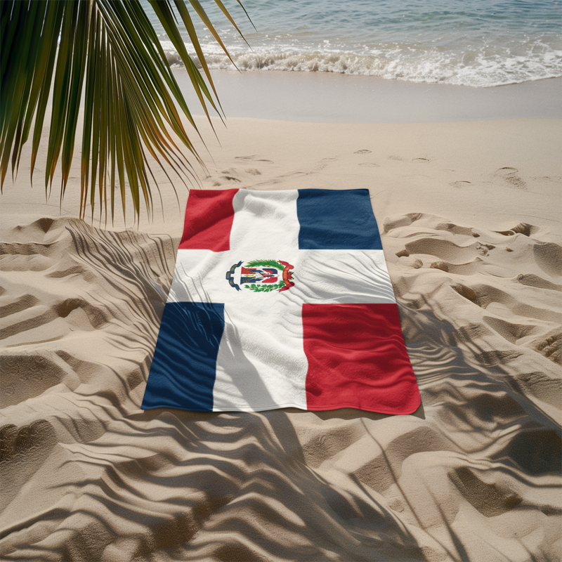 Dominican Republic Flag Beach Towel, Caribbean Flag Beach Towel, Travel Beach Towel, Vacation Towel, Island Flag Beach Blanket, - Irie Blues Boutique