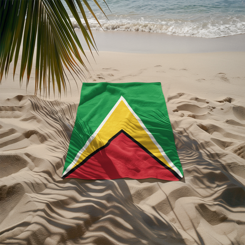 Guyana Flag Beach Towel, Caribbean Flag Beach Towel, Travel Beach Towel, Vacation Towel, Island Flag Beach Blanket, - Irie Blues Boutique