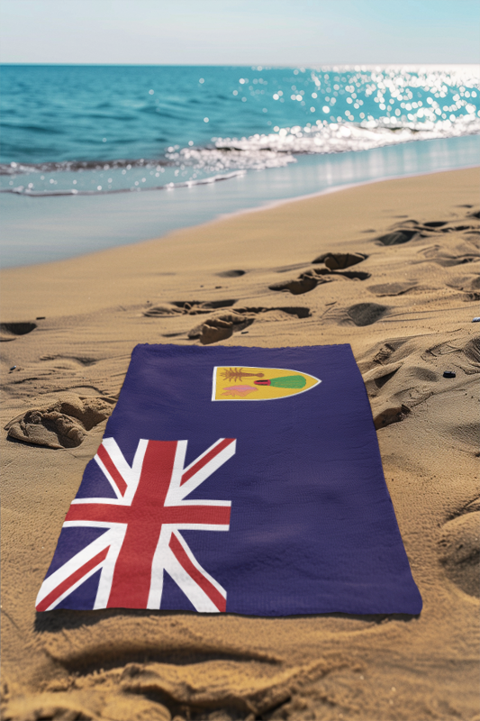 Turks & Caicos Flag Beach Towel, Caribbean Flag Beach Towel, Travel Beach Towel, Vacation Towel, Island Flag Beach Blanket, - Irie Blues Boutique
