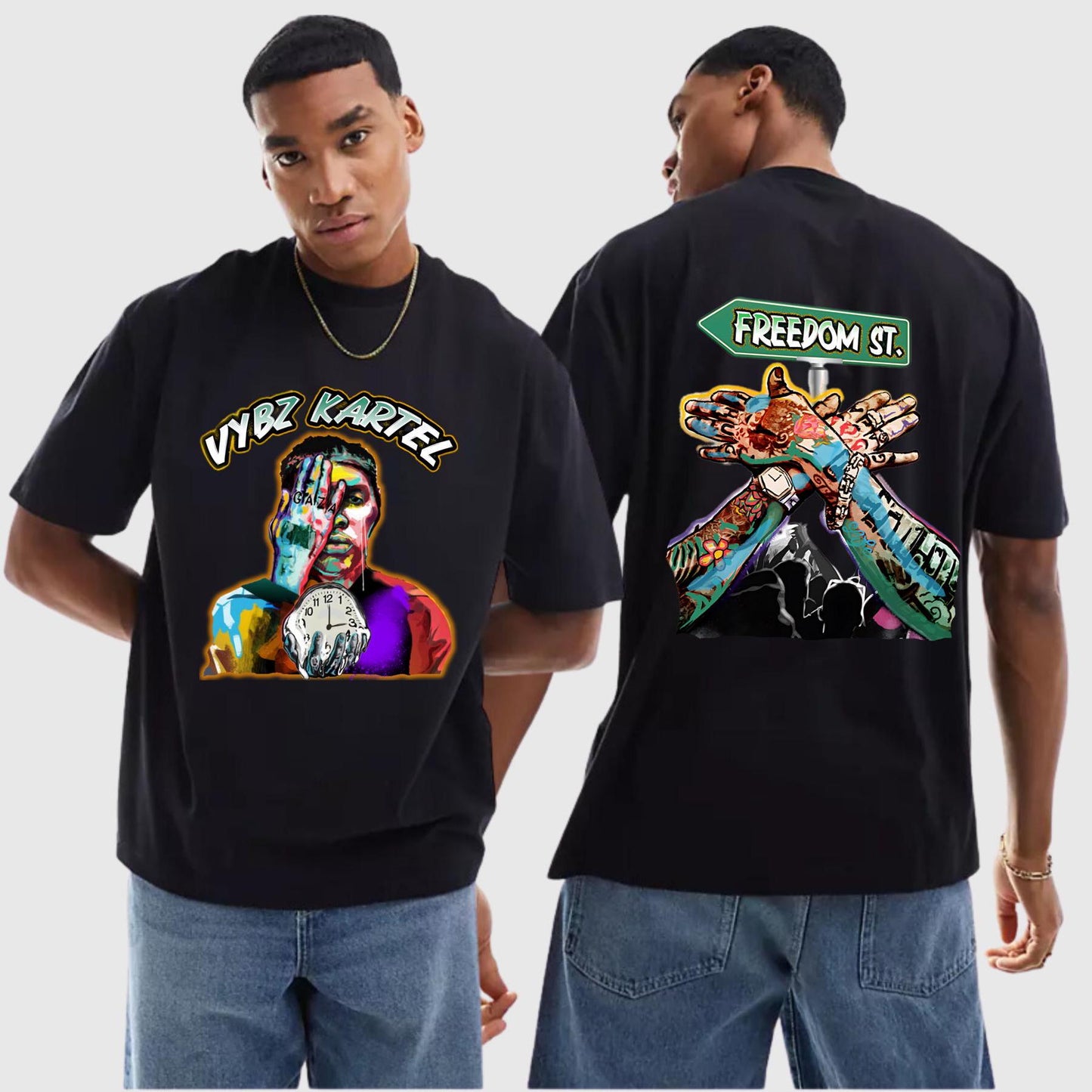 The Vybz Kartel Freedom Street Concert 2024 Unisex T-Shirt Historic return of Vybz Kartel to the stage. This concert tee captures the energy of Vybz Kartel&#39;s highly anticipated first concert in Kingston, Jamaica, scheduled for December 31st, 2024.