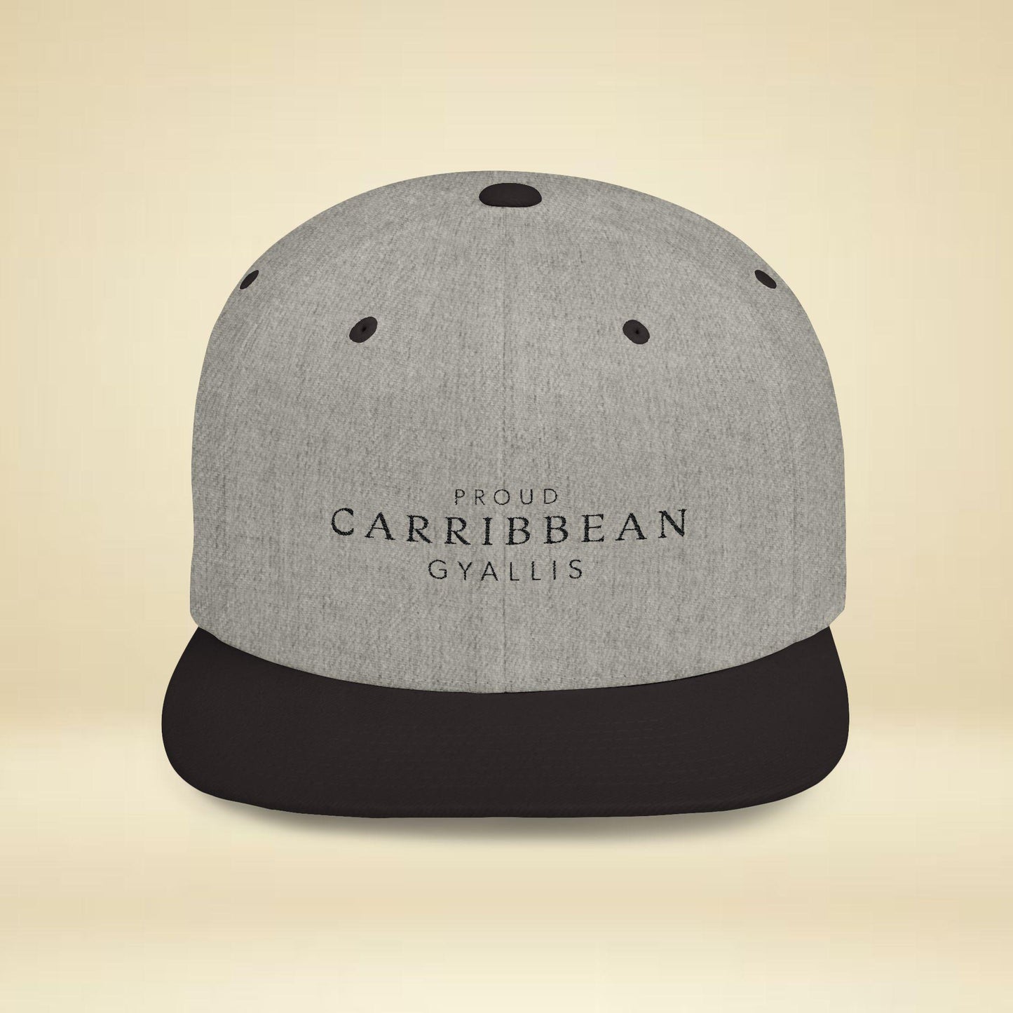 Proud Caribbean Gyallis Snapback Hat featuring a  island quote and tropical vibes. This stylish dad cap is perfect for any Rasta reggae lover Made for West Indies pride, it&#39;s the ultimate headwear for showcasing Caribbean culture.