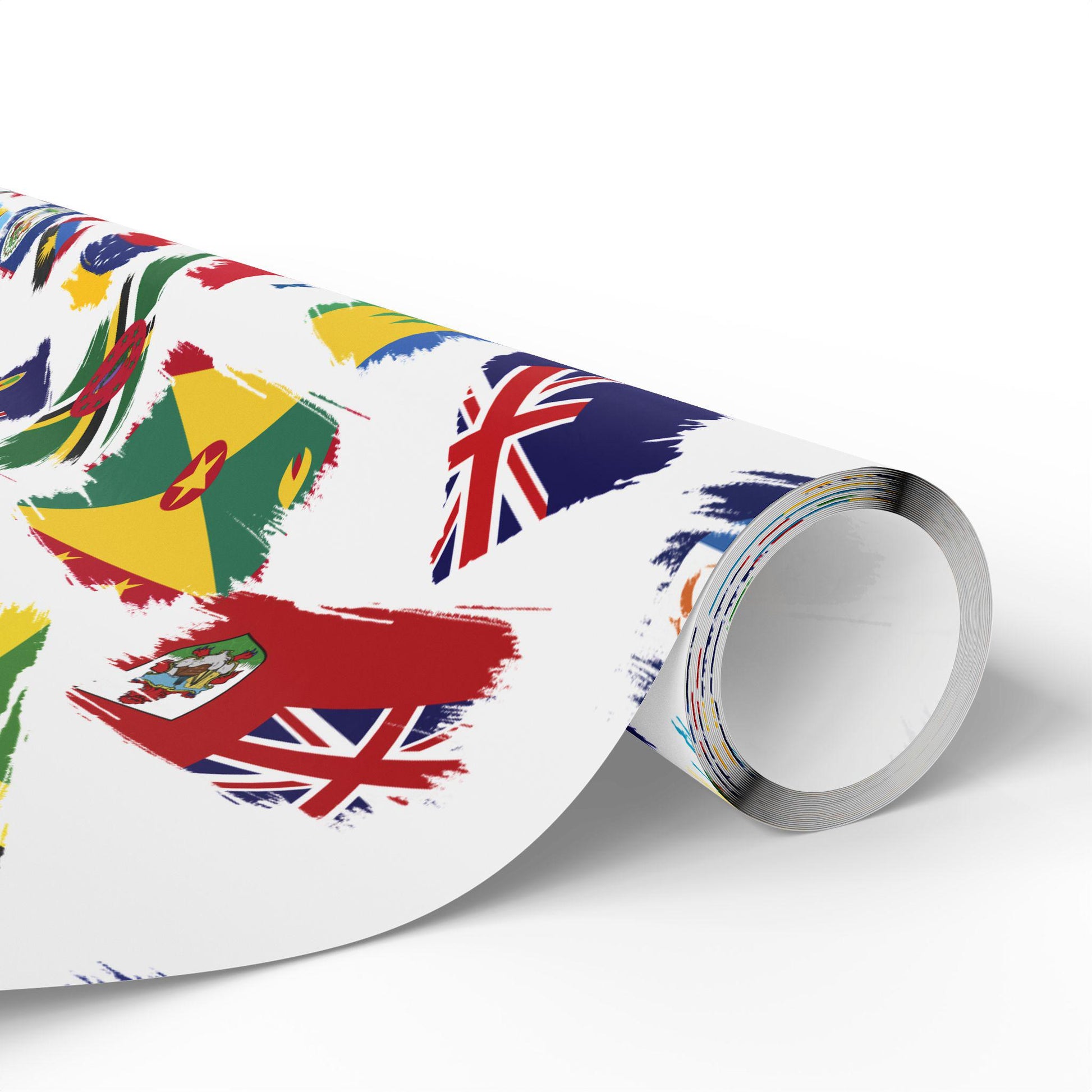 Caribbean Islands Flags Wrapping Paper with flags from various Caribbean nations. Perfect for island-themed parties, celebrations, and gifts. Tropical wrapping paper adds a fun cultural touch to any present, ideal for Caribbean festive occasions.