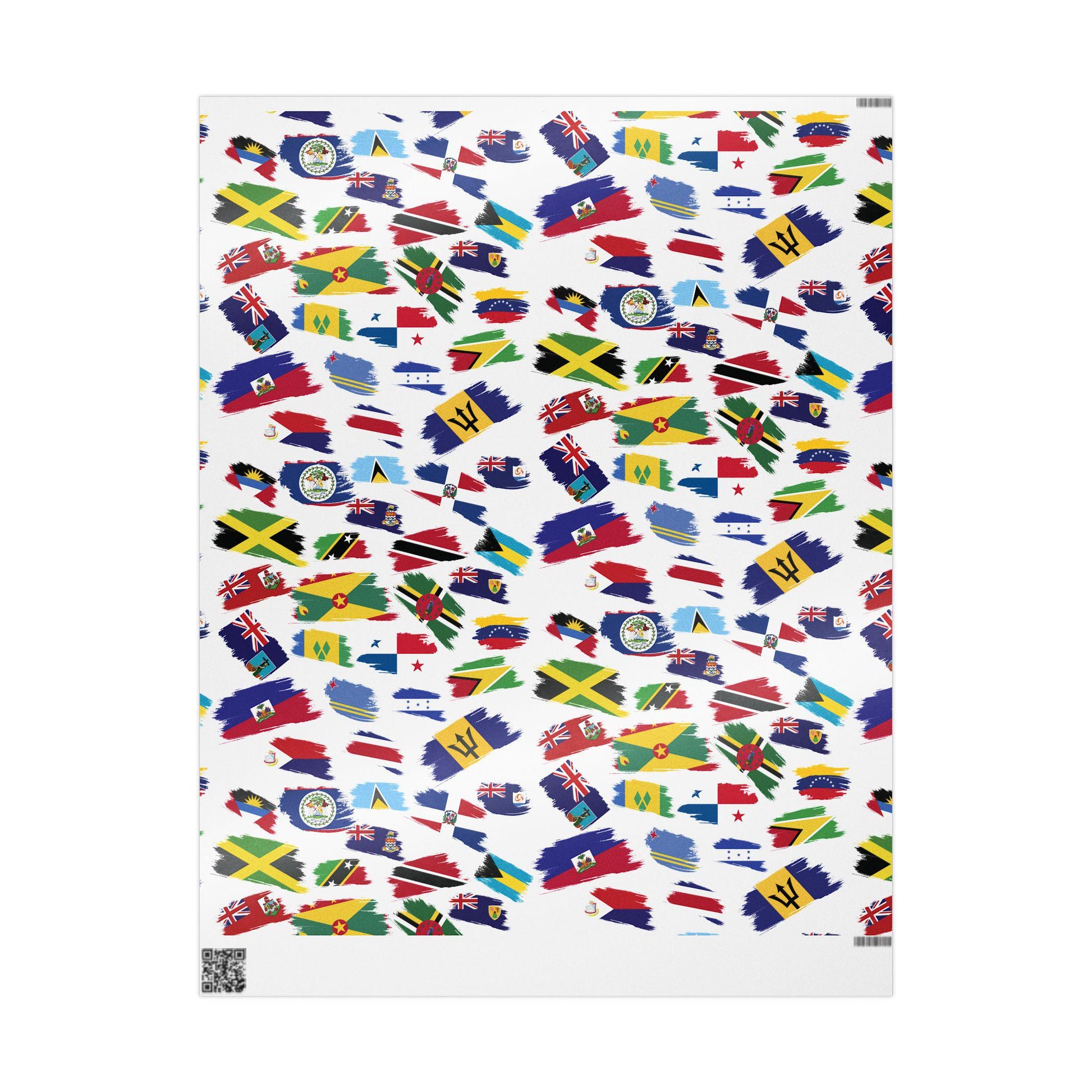 Caribbean Islands Flags Wrapping Paper with flags from various Caribbean nations. Perfect for island-themed parties, celebrations, and gifts. Tropical wrapping paper adds a fun cultural touch to any present, ideal for Caribbean festive occasions.